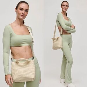 Sol and Selene “Sky’s The Limit” Woven Neoprene Small Tote Cream